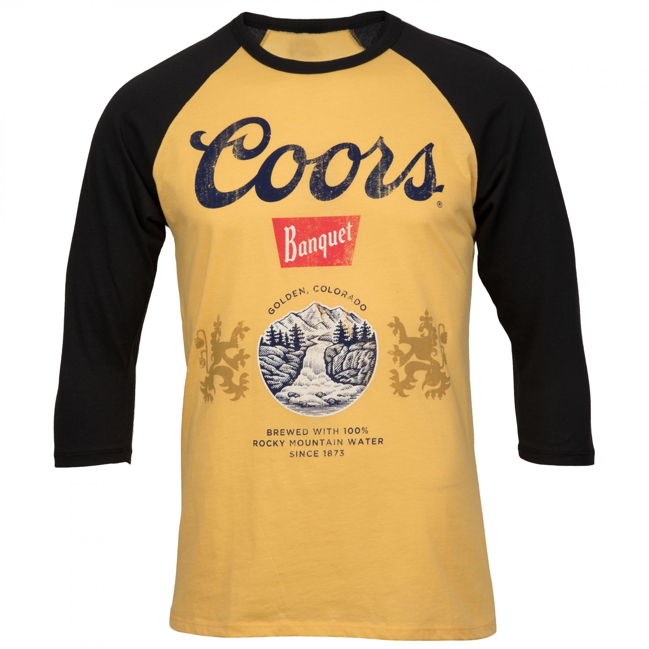 Coors Banquet Black and Yellow Raglan ShirtMedium