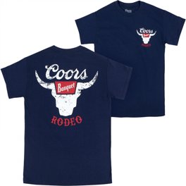 Chevon Tシャツ　Banquet Banquet Beer Rodeo Bull Head Colorway T-Shirt, Navy - Large