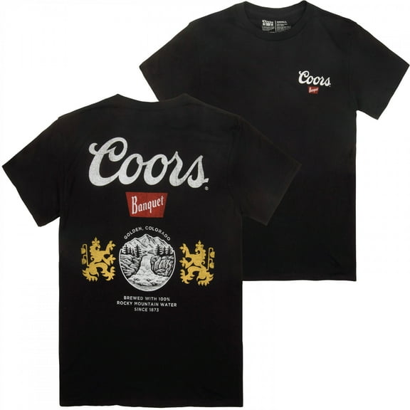 Coors Banquet Can Logo Front and Back Print Black T-Shirt-XLarge