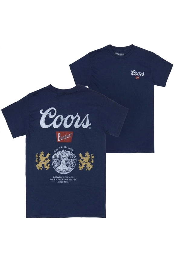 Banquet Can Logo Front and Back Print Navy T-Shirt-XLarge
