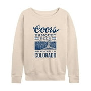 Coors Banquet - Women's Lightweight French Terry Wide Neck Long Sleeve Graphic Shirt