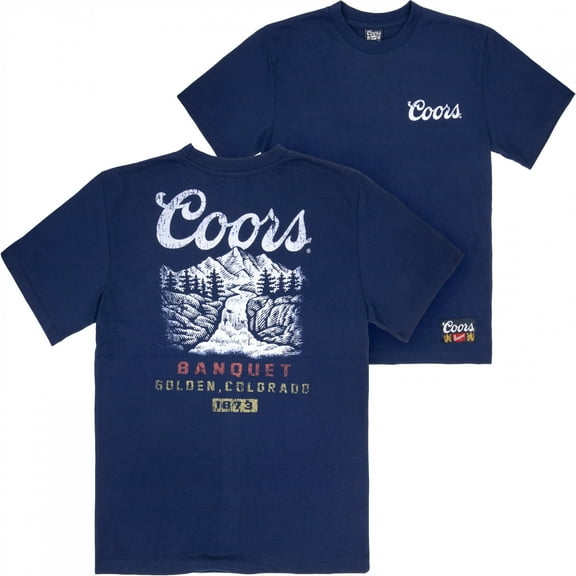 Coors Banquet Mountain Premium Super Soft Heavyweight Front and Back Print T-Shirt-XLarge