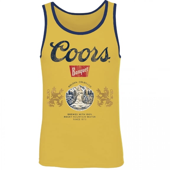 Coors Banquet Old Gold Tank Top With Navy Trim-Medium