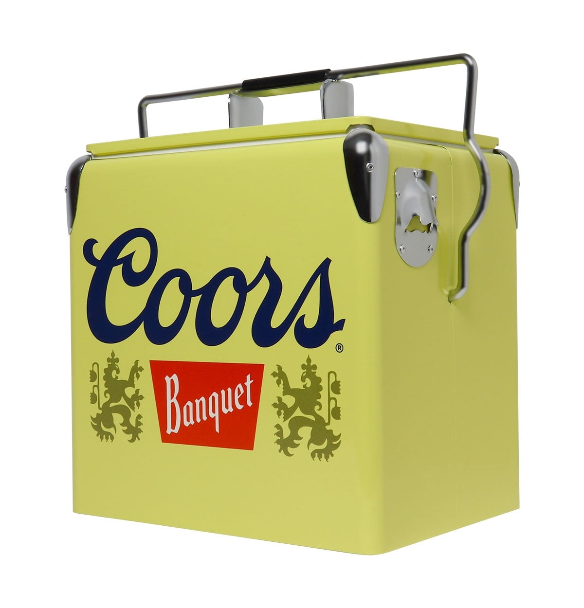 Coors Banquet Retro Ice Chest Cooler with Bottle Opener 13L (14 qt), Yellow and Silver