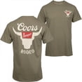 thumbnail image 1 of Coors 881389-medium Banquet Rodeo Horns Logo Brown Front & Back Print T-Shirt for Men, Sand - Medium, 1 of 1