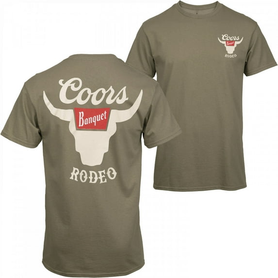 Coors 881389-medium Banquet Rodeo Horns Logo Brown Front & Back Print T-Shirt for Men, Sand - Medium