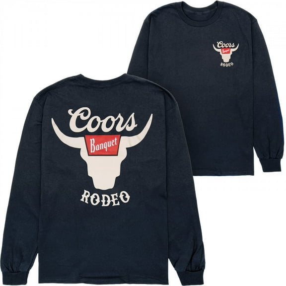Coors Banquet Rodeo Horns Logo Front and Back Print Long Sleeve Shirt-Large