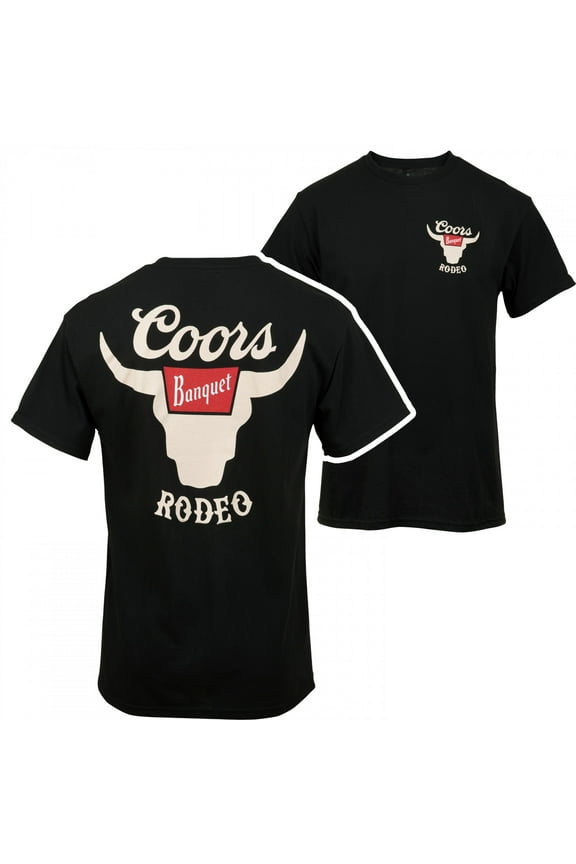 Banquet Rodeo Horns Logo Front and Back Print T-Shirt-Small