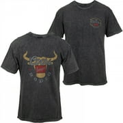 Coors Banquet Rodeo Long Horns Logo Distressed Front and Back T-Shirt as1, Alpha, m, Regular, Regular Black
