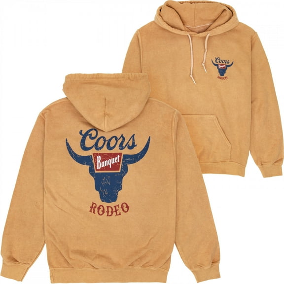 Coors Banquet Rodeo Mineral Wash Front-Back Print Pull-Over Hoodie-Large