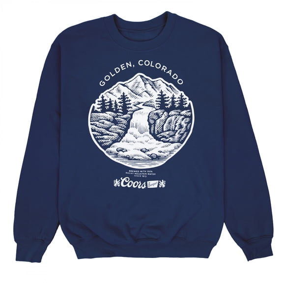 Coors Banquet Waterfall Golden Colorado Crewneck Sweatshirt-Large