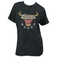 thumbnail image 1 of Coors 866719-small Coors Banquet Rodeo Long Horns Logo Distressed Womens T-Shirt, Black - Small, 1 of 2