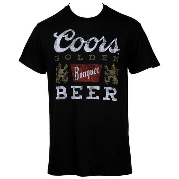 Coors Coors Golden Banquet Beer Logo Distressed Colorway T-Shirt, Black - Extra Large