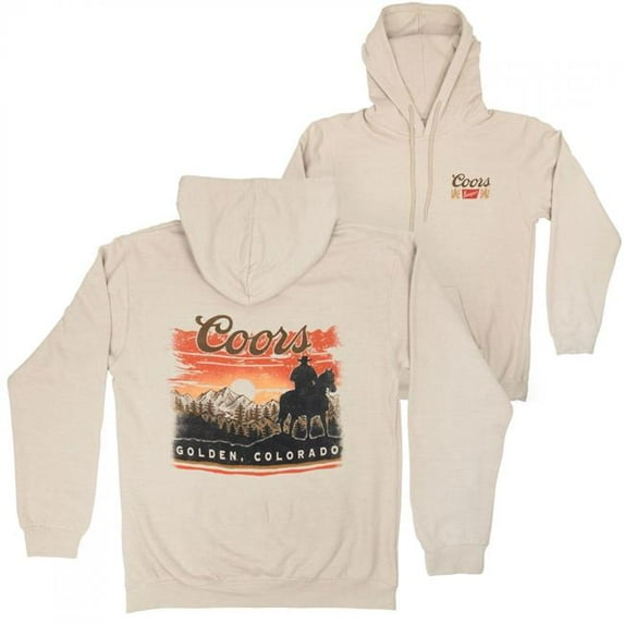 Coors 885213-medium Coors Sunset in Golden Colorado Print Sand Pull-Over Hoodie - Medium
