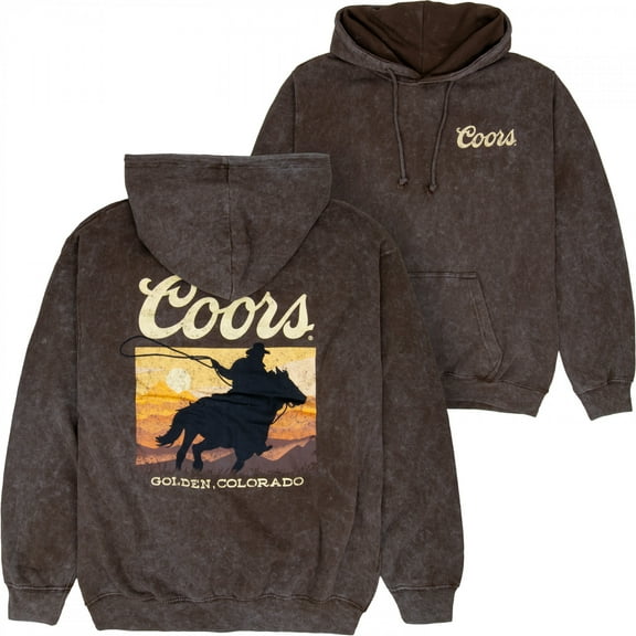 Coors Cowboy Western Sunset Mineral Wash Pull-Over Hoodie-Medium