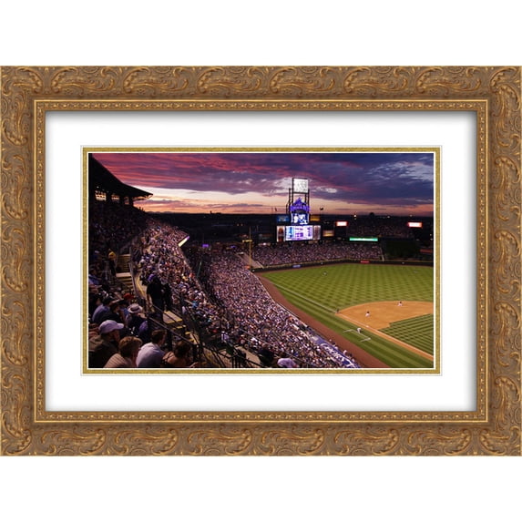 Coors Field 2x Matted 24x20 Gold Ornate Framed Art Print from the Stadium Series