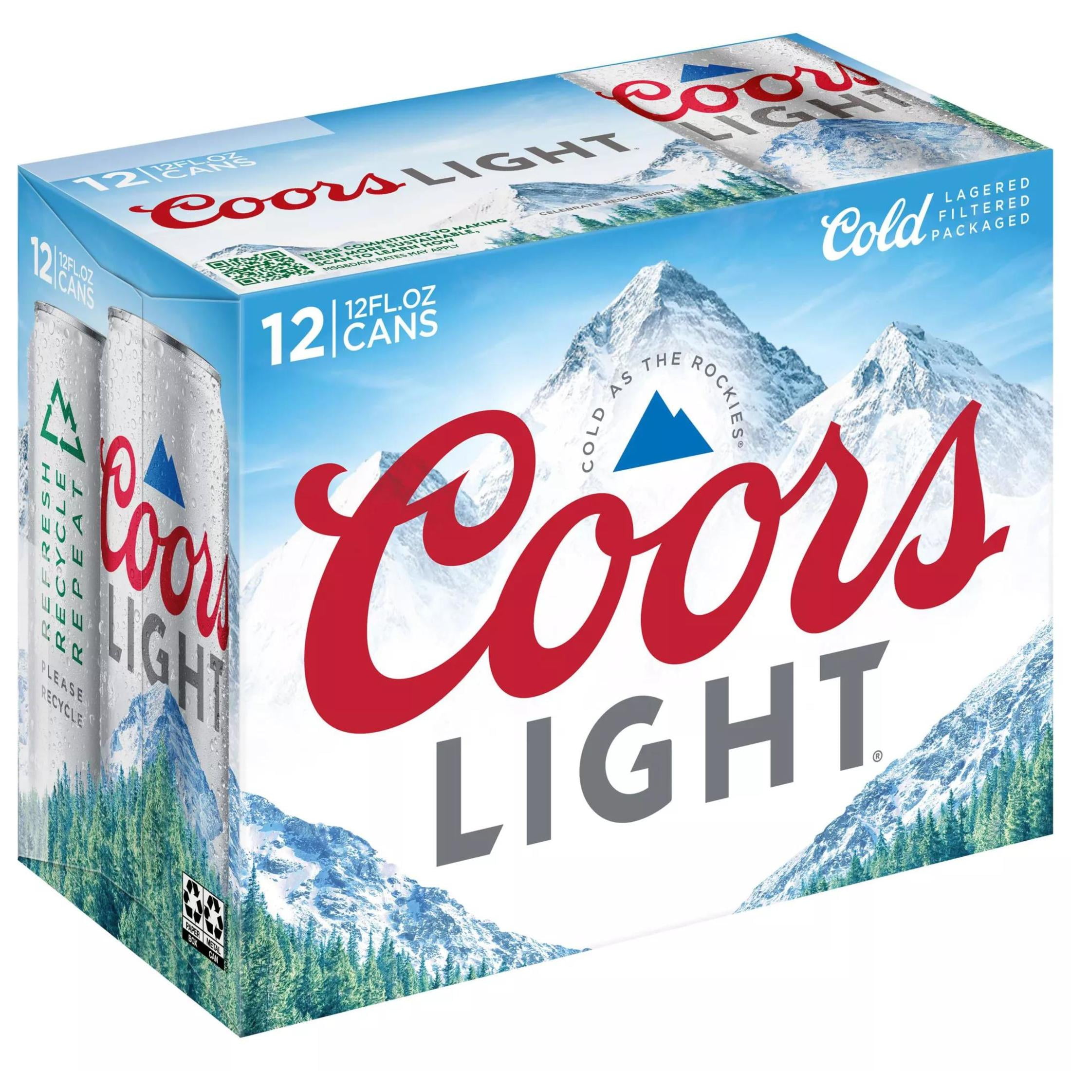 Coors Light American Beer, 12 Pack, 12 fl oz Aluminum Cans, 4.2% ABV