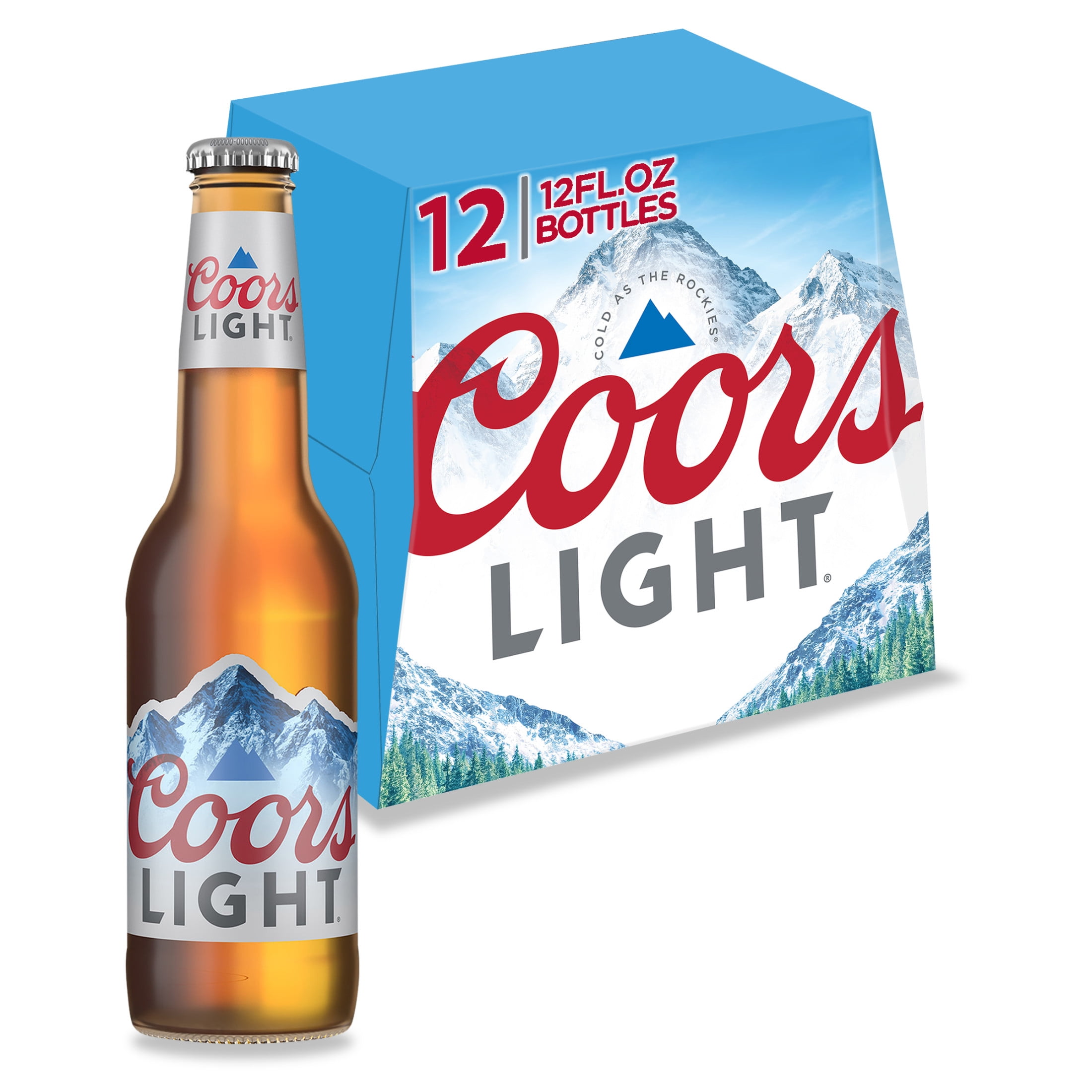 Coors Light American Light Lager Beer, 12 Pack, 12 fl oz Glass Bottles, 4.2% ABV