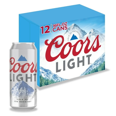 Coors Light American Beer, 12 Pack, 16 fl oz Aluminum Cans, 4.2% ABV