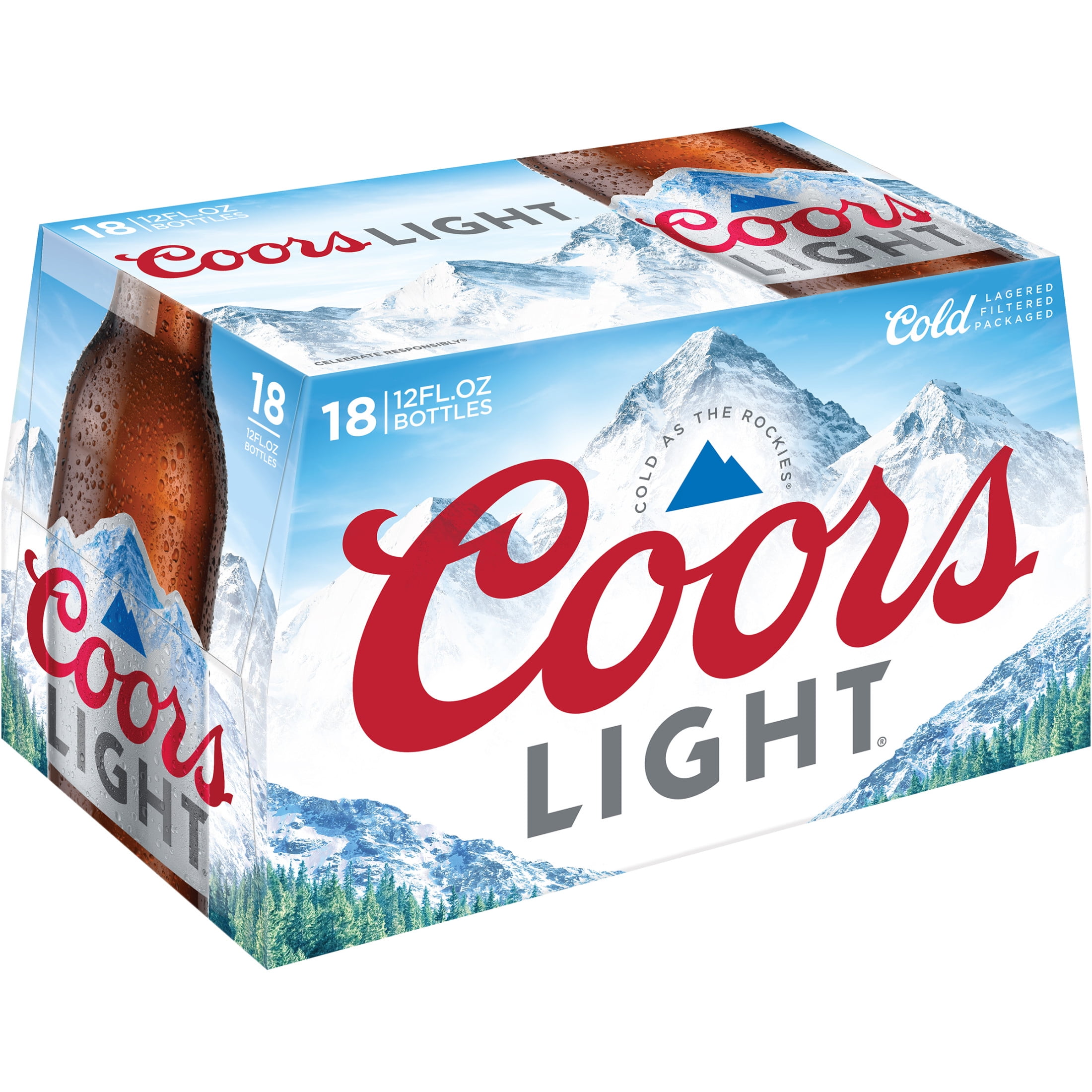 Coors Light American Light Lager Beer, 18 Pack, 12 fl oz Glass Bottles, 4.2% ABV