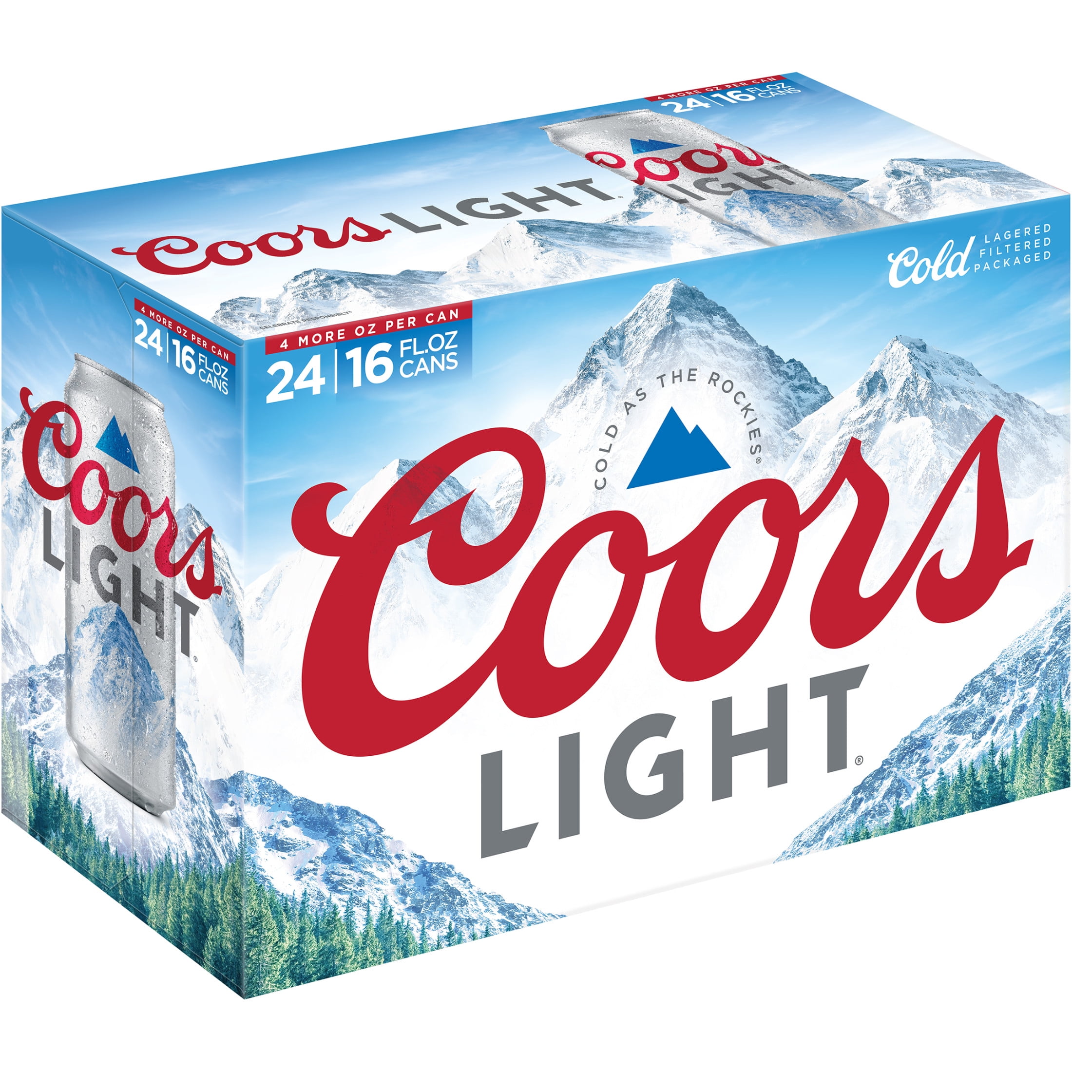 Coors Light American  Beer, 24 Pack, 16 fl oz Aluminum Cans, 4.2% ABV