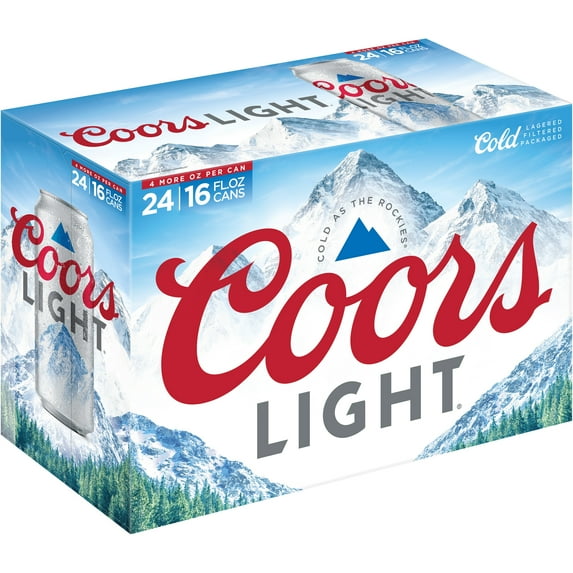 Coors Light American Beer, 24 Pack, 16 fl oz Aluminum Cans, 4.2% ABV
