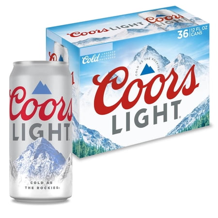 Coors Light American Beer, 36 Pack, 12 fl oz Aluminum Cans, 4.2% ABV