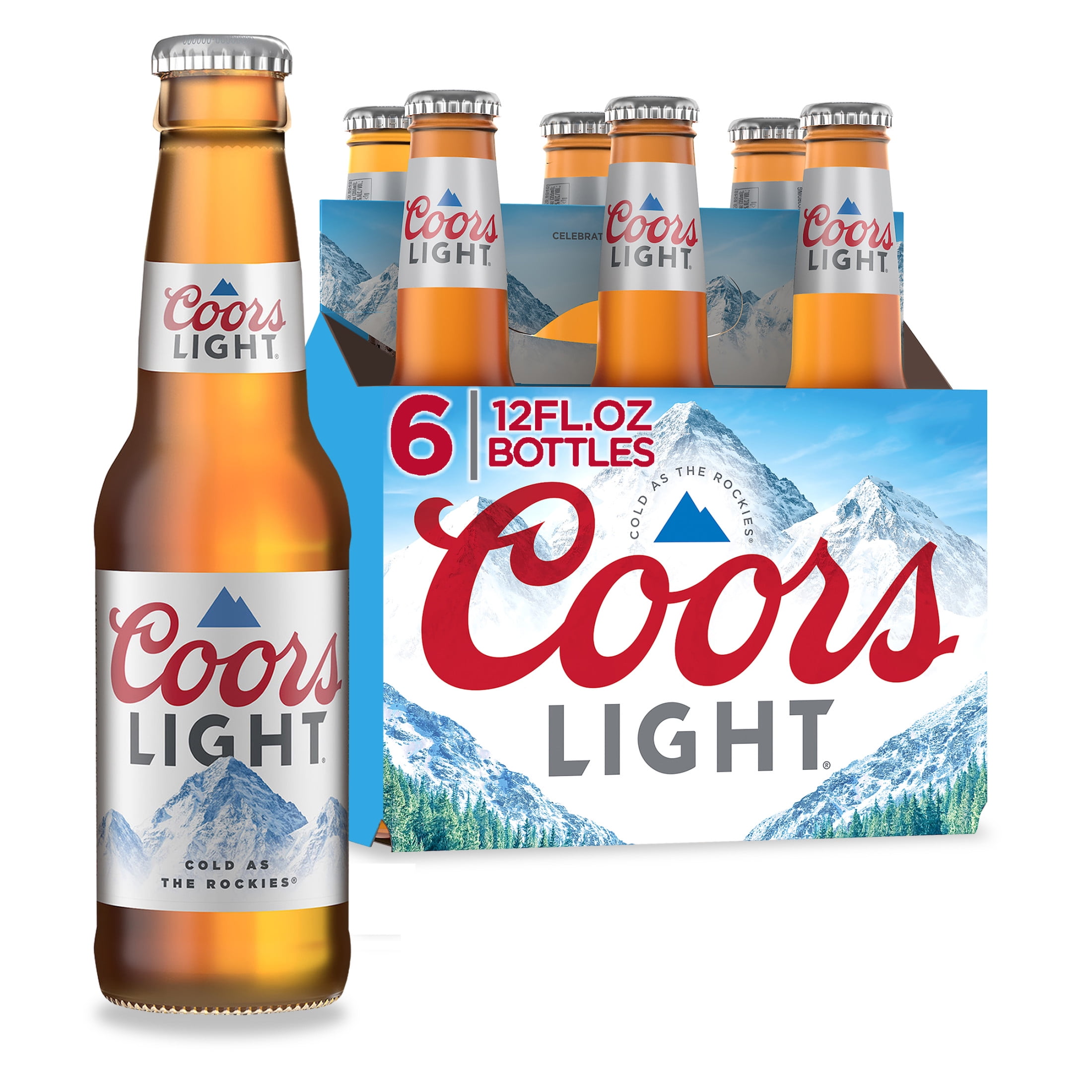 Coors Light American Light Lager Beer, 6 Pack, 12 fl oz Glass Bottles, 4.2% ABV