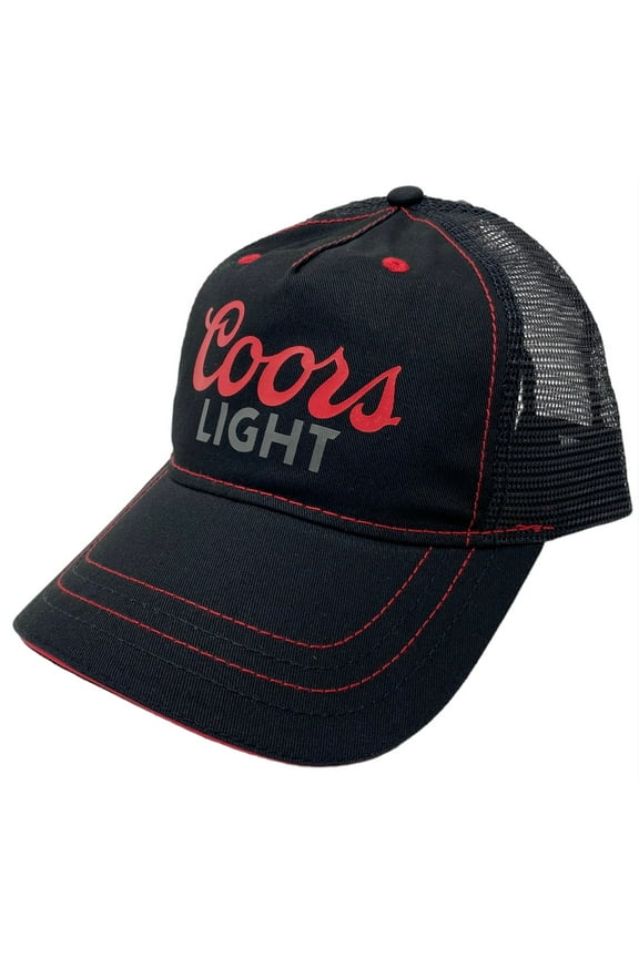 Coors Light Beer Men's Officially Licensed Black Red Trim Trucker Hat Cap