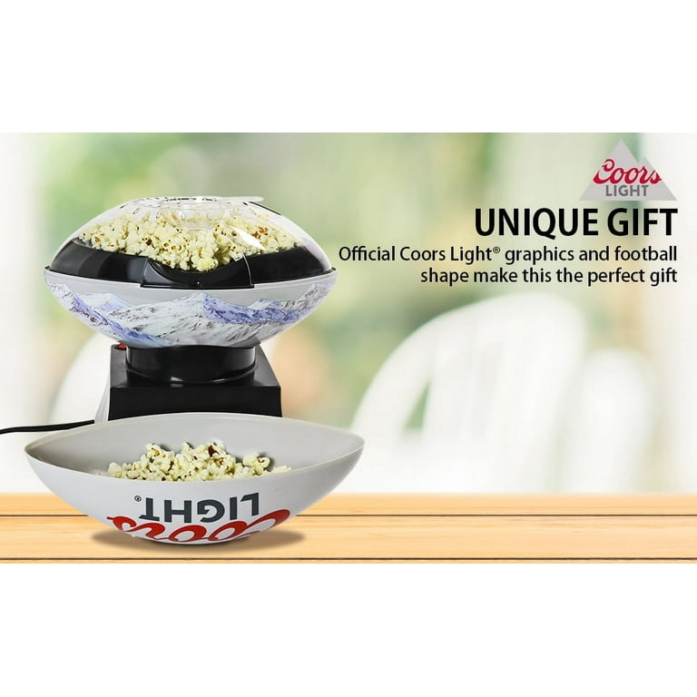  Coors Light Hot Air Popcorn Maker, Football Shaped Air Popper,  with Serving Bowl, Kernel Measuring Cup, Butter Melter, Makes Healthy  Snacks with No Oil or Microwave, for Movie Nights and Sports