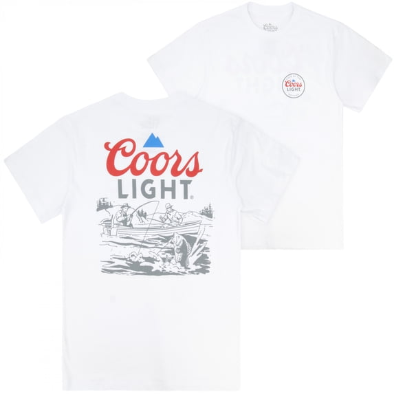 Coors Light Lake Fishing Front Back T-Shirt-XLarge