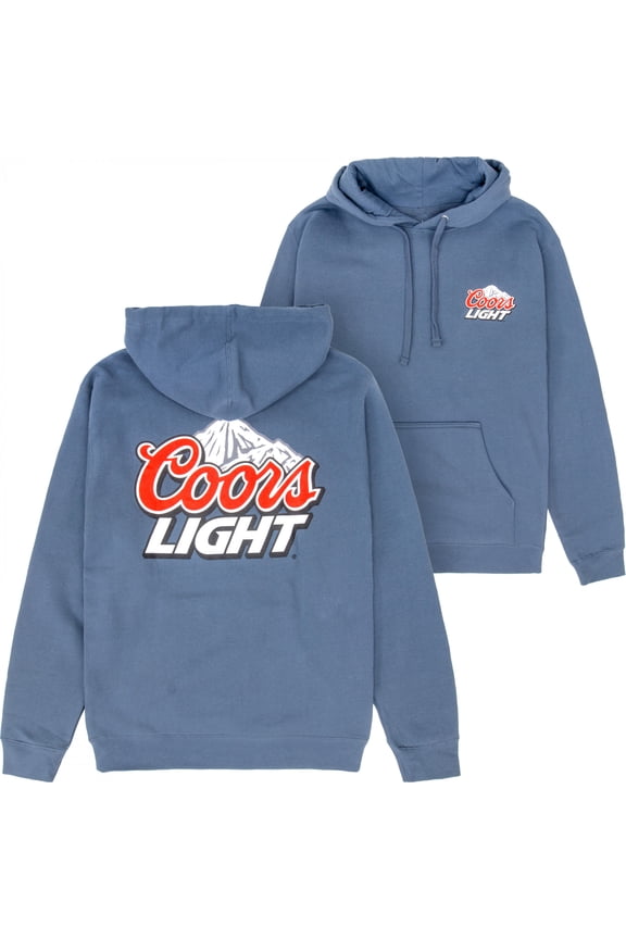 Light Mountain Logo Blue Front and Back Print Hoodie-Small