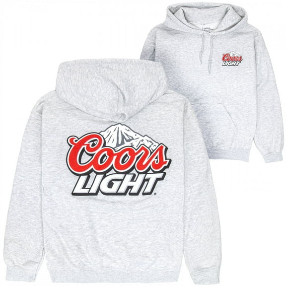 Coors Light Mountain Logo Grey Front and Back Print Hoodie-2XLarge