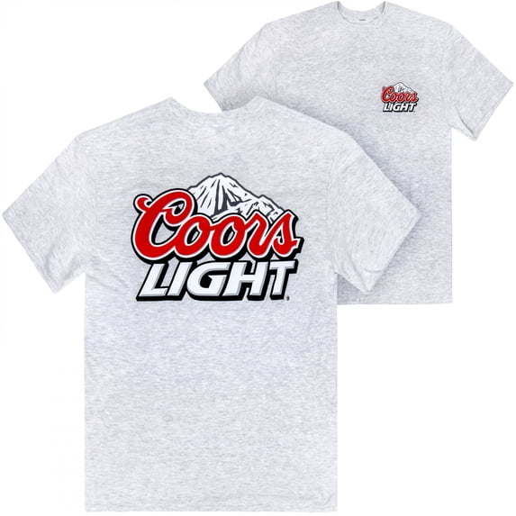 Coors Light Mountain Logo Grey Front and Back Print T-Shirt-XLarge
