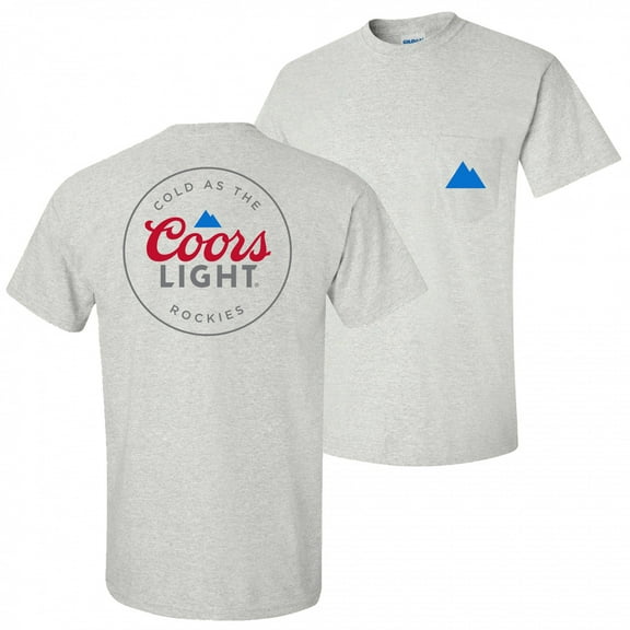 Coors Light Mountain Pocket Logo with Rear Logo Print Grey T-Shirt-Large