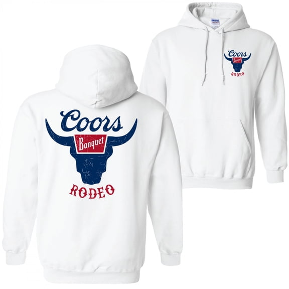 Coors Rodeo Front and Back Logo White Sweatshirt Hoodie-3XLarge