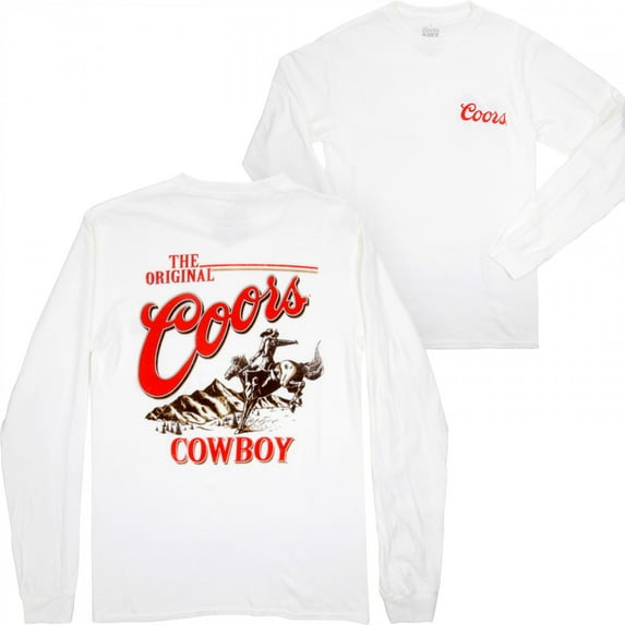 Coors The Original Cowboy Men's White Long Sleeve Shirt-XLarge