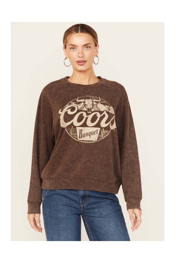 Women's Steer Head Crewneck Sweatshirt Brown Medium US