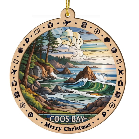Coos Bay Oregon Travel Sun Catchers, Travel Souvenir Window Decor