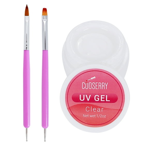 Cooserry 15ml Nail Art Rhinestone Glue Gel Clear No Wipe Adhesive Resin Gems Diamonds Jewelry Gel Nail Polish Decoration with 2 Dual-Purpose Brush Pen