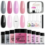 Cooserry Dipping Powder Nail Set - 8 Colors Nail Dip Powder Kit for Starter with Dipping Powder System Includes Base Coat Activator and Top Coat Plus Manicure Tools Kit - Apply with Ease
