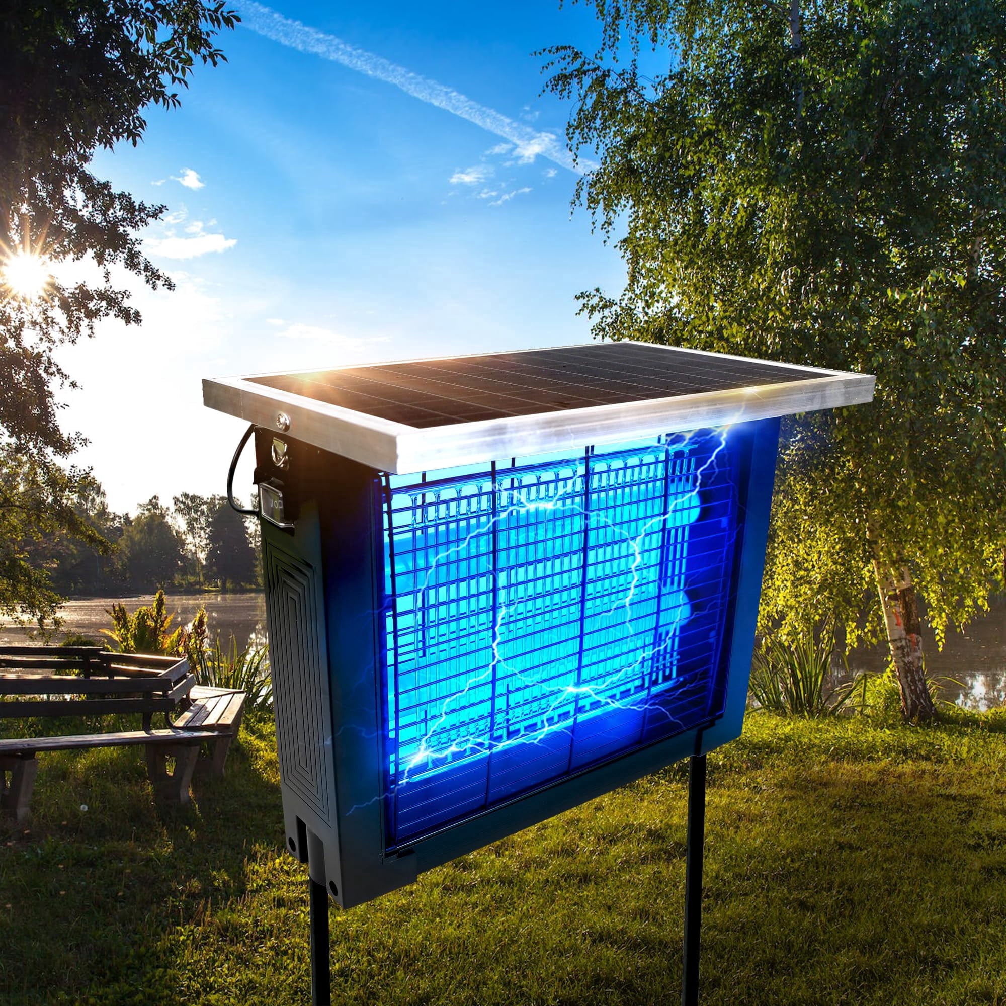 Coospider 2500 Sq Ft Solar Bug Zapper, Waterproof Rechargeable Outdoor Mosquito Killer for Yard Garden Camping