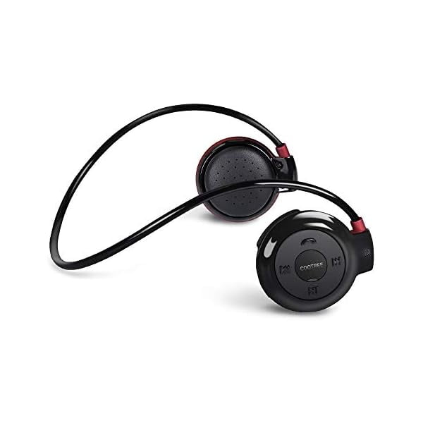 Cootree Wireless Headphone Sports Headset with Built in Microphone,Bluetooth Headphones Behind The Head,Foldable and Carried in The Purse, Black/Red