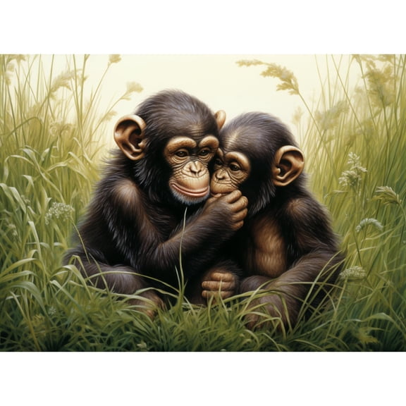 A Coouple of Monkey Hug 5D Diamond Art Painting by Number Kits for Adults DIY Paint with Round Full Drill Diamond Gems Painting Art Craft for Home Wall Decor 15.8x19.8inch