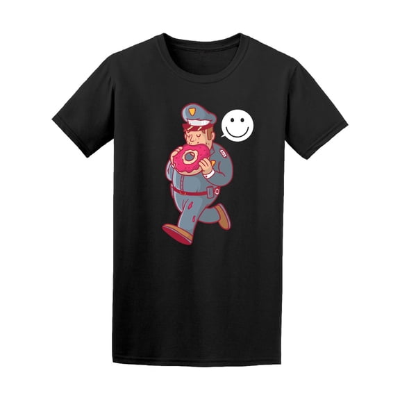 Cop Eating Big Donut T-Shirt Men -Image by Shutterstock, Male Small
