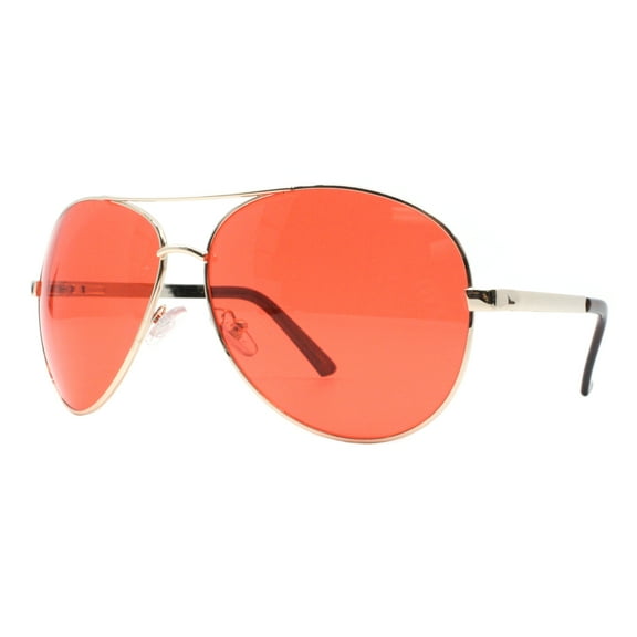 Cop Pilot Aviator Sunglasses Red Lens UV 400 Unisex Spring Hinge Gold