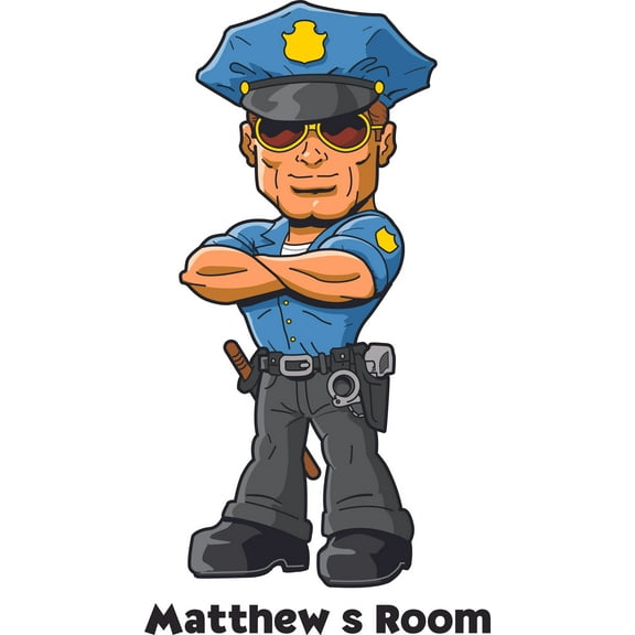 Cop Police Officer Uniform Cops Customized Wall Decal - Custom Vinyl Wall Art - Personalized Name - Baby Girls Boys Kids Bedroom Wall Decal Room Decor Wall Stickers Decoration Size (20x12 inch)