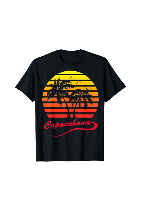 Copacabana 80S Summer Beach Palm Tree Sunset T-Shirt
