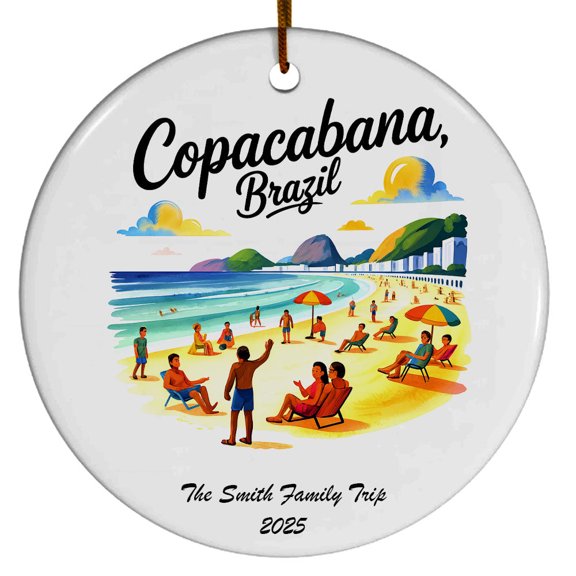 Copacabana Beach Christmas Ornament, Collection of City Travel Souvenirs for Family and Friends, Christmas Tree Ornament City Travel, Trips of The Year, Christmas Ornament 2025