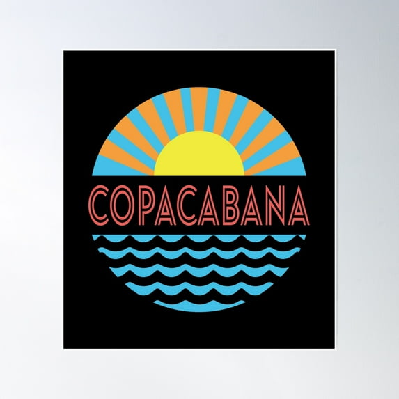 Copacabana Beach- Sun And Waves Poster Wall Art, Modern Wall Decor, 8x12 UNFRAMED